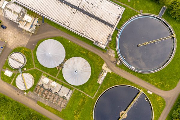 Aerial view of Biosolid facility storage.